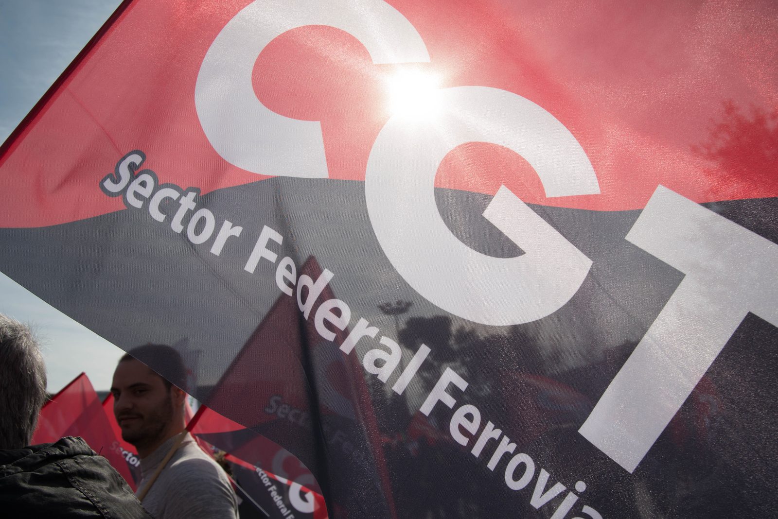 Concentración CGT Ferroviario — pancarta
